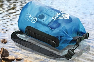 a dry storage bag in a river