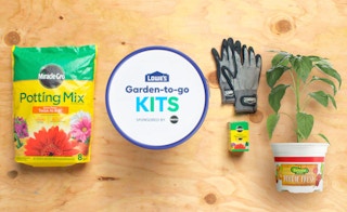 Garden products and a garden to go Lowe's spring fest kits.