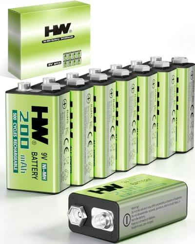 9V Rechargeable Batteries 8-Pack