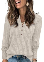 Women's Henley Neck Sweater