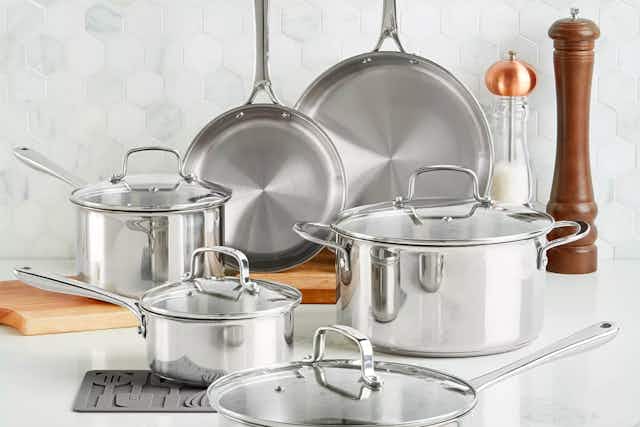 $300 Stainless Steel Cookware Set, Now $120 After Promo Code at Macy's card image