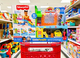 fisher-price learning garage sitting on a target cart