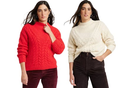 Cable Mock Turtleneck Sweater