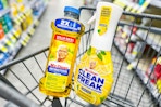 mr clean multipurpose cleaner and clean freak spray in a cart
