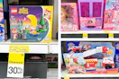 lego, barbie, and paw patrol toys clearance side by side