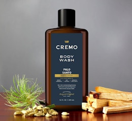 a bottle of body wash on a table