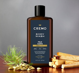 a bottle of body wash on a table