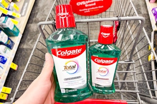 colgate mouthwash in a cart