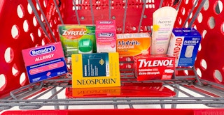 a target cart full of johnson and johnson rebate items