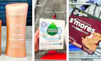 collage image of sheamoisture deodorant, seventh generation dishwasher pods, and breyers smores bars