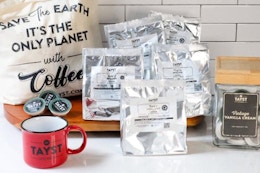Get 50 Cups of Coffee, 2 Mugs, and Canva Tote for $40 Shipped ($100 Value) card image
