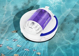 a cordless robot pool cleaner in the pool
