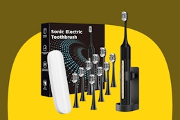 Sonic Electric Toothbrush With 10 Heads, as Low as $9 on Amazon card image