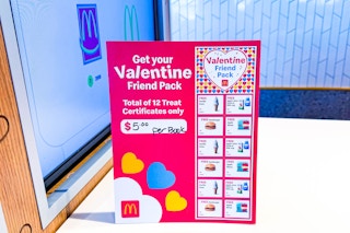 mcdonalds valentine friend pack sign sitting on counter