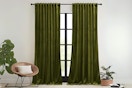 Green Velvet Curtain Set