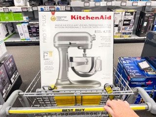 kitchenaid mixer box in cart