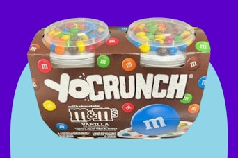 a package of YoCrunch cups M&Ms