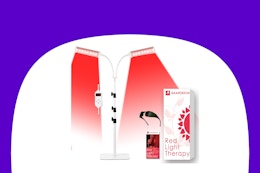 Red Light Therapy Lamp With Stand, Under $25 on Amazon card image