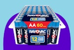 Stock photo of Rayovac AA 60-count pack of batteries