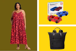 Maxi-dress, magnetic cars, tote bag