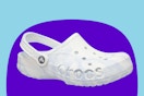 A white/multi pair of adult Crocs