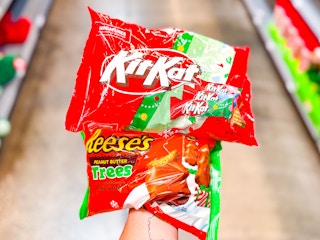 hand holding bagged candy