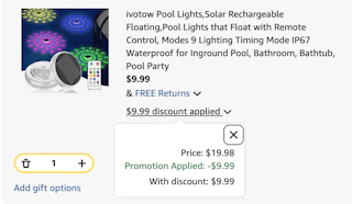 pool lights Amazon receipt