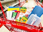 staples shopping cart with back to school supplies