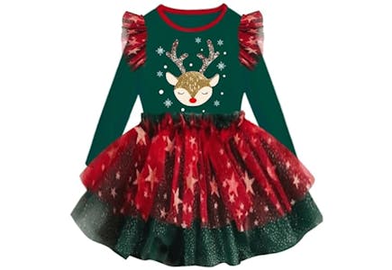 Kids' Reindeer Tutu Christmas Dress