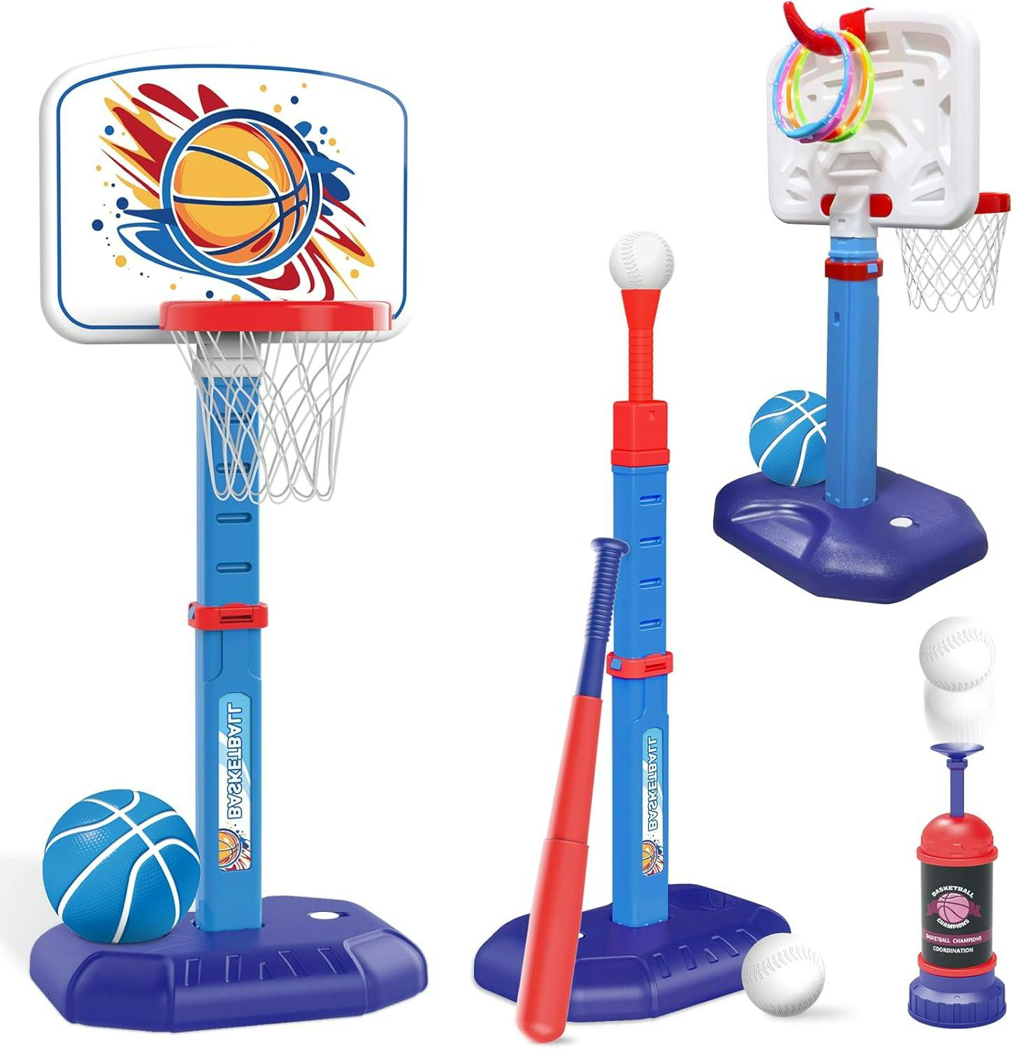 Kids' Basketball Hoop and T-Ball Set
