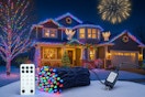 christmas lights products being displayed in front of house