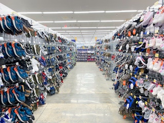 Kids' shoe aisle at Walmart