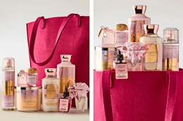 champagne toast gift tote from bath and body works