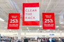 nordstrom rack with signs about the clear the rack event