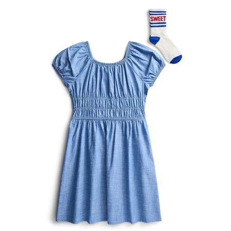Kids' Cotton Smocked Waist Dress