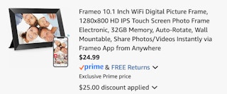 Digital frame Amazon receipt