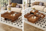 2 lifestyle images of the Noble House Mid Century Modern Coffee Table