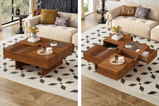 2 lifestyle images of the Noble House Mid Century Modern Coffee Table