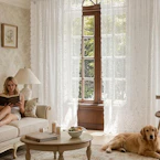 White Lace Semi-Sheer Curtains