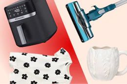 PowerXL air fryer, Shark vacuum, Carter's baby onesie, and white Threshold cabbage mug