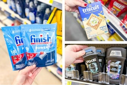 dollar general triscuit, axe, finish 3-photo collage