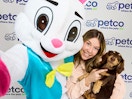 pecto easter bunny selfie with woman and dog