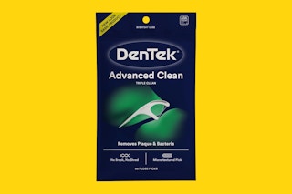 A package of Dentek Floss Picks