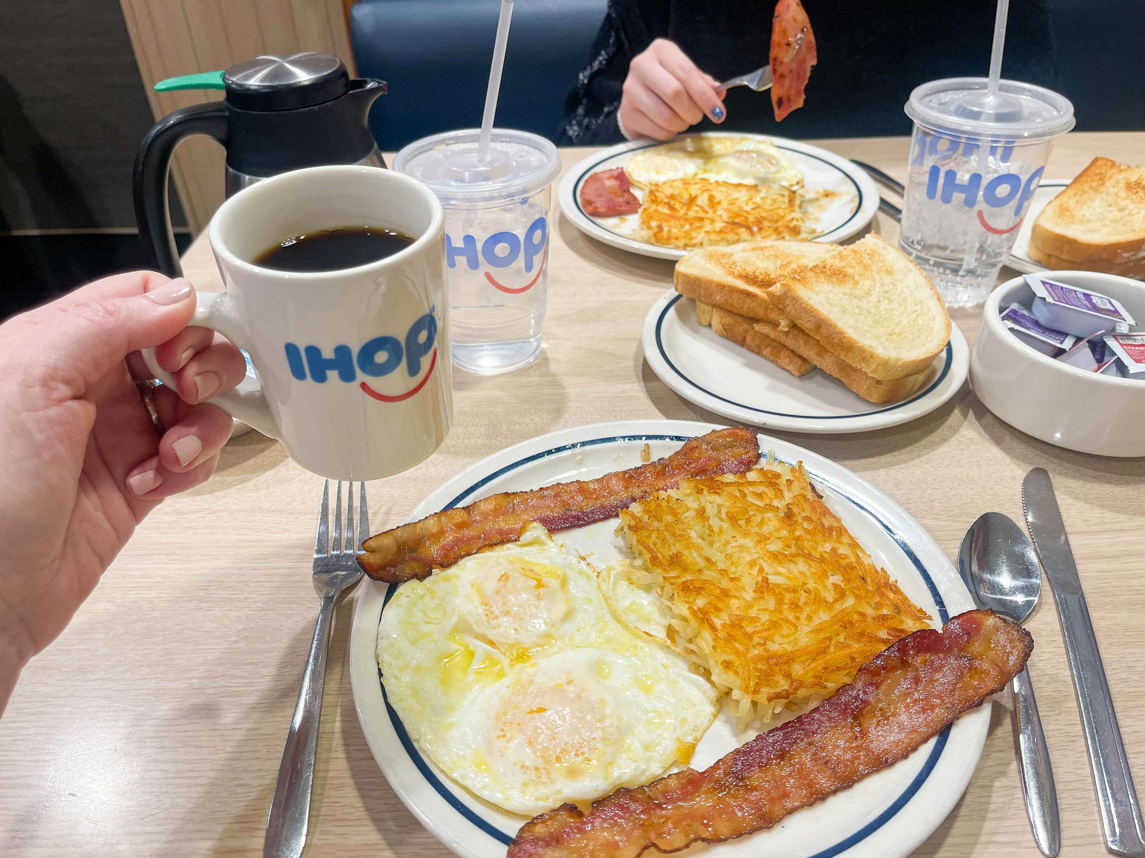 A Quick 2-Egg breakfast on a table at IHOP