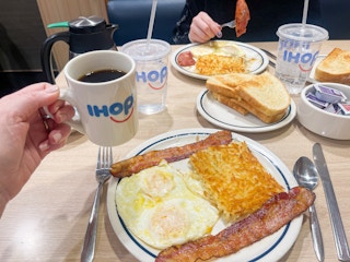 A Quick 2-Egg breakfast on a table at IHOP