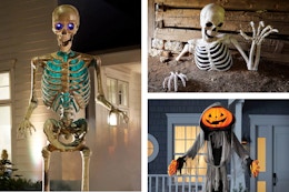 giant skeletons and halloween decorations