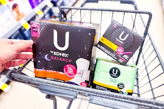 kotex products in a shopping cart