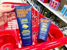 Dollar Shave Club Shave Butter on the lip of a Target cart
