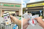 people holding phone and coupons for dollar tree vs dollar general