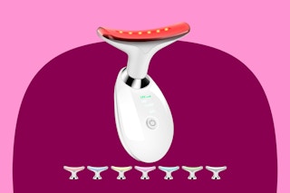 Face and Neck Massager Tool, 7-in-1 Color Red-Light-Therapy Wand for Skin Care, White